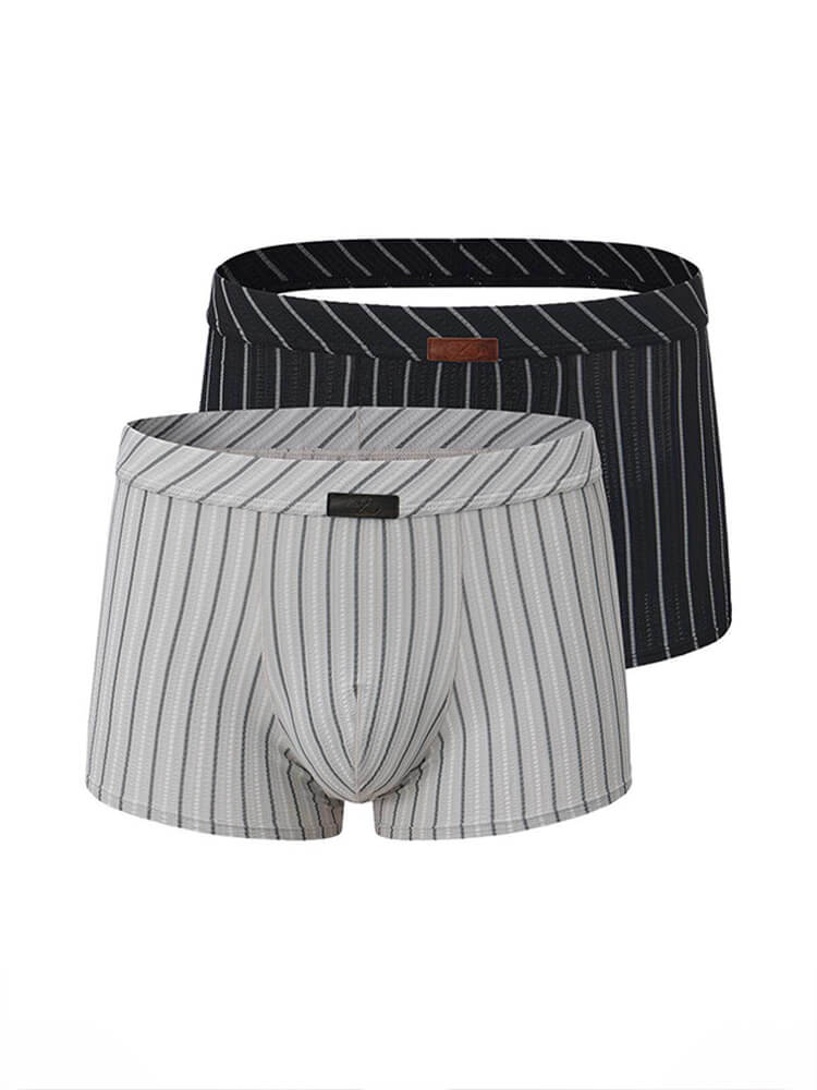Men's Striped Cutout Exposed Buttocks Sports Boxer Briefs