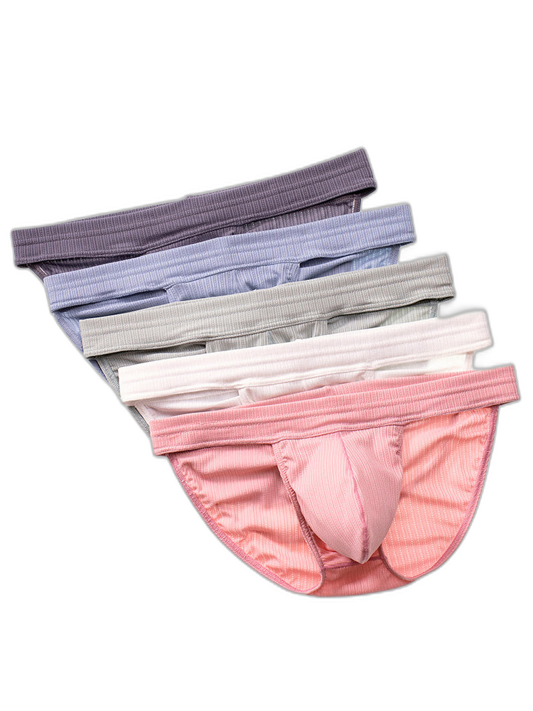 3 Pack Men's Threaded Fabric Briefs with U Convex Pouch