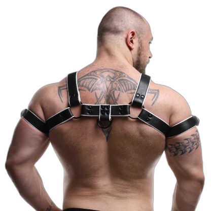ruff GEAR Double Tone Leather Bulldog Harness White Black