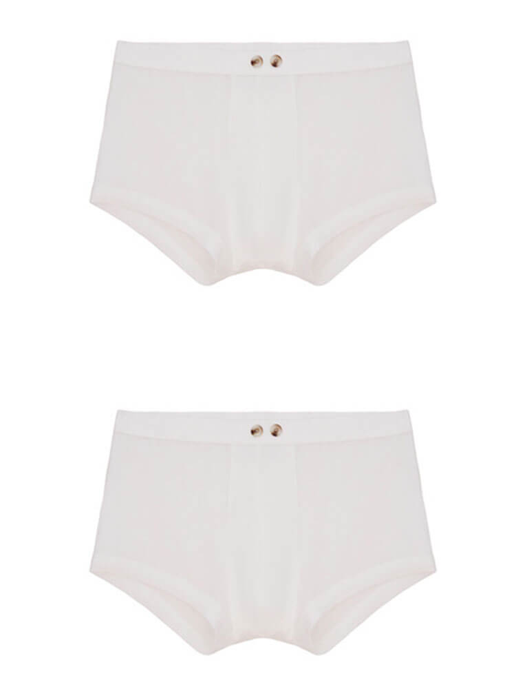 Men's Solid Color Button Soft Tencel Boxer Briefs