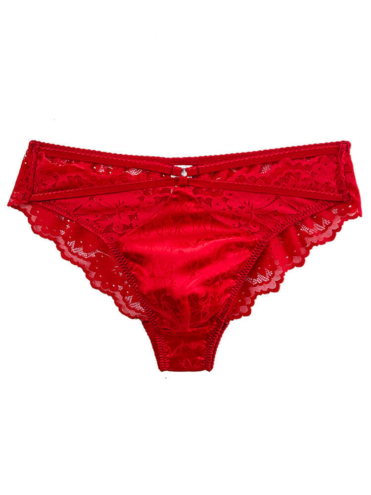 Men's Sexy Mid-Rise Seamless Jacquard Silk Briefs
