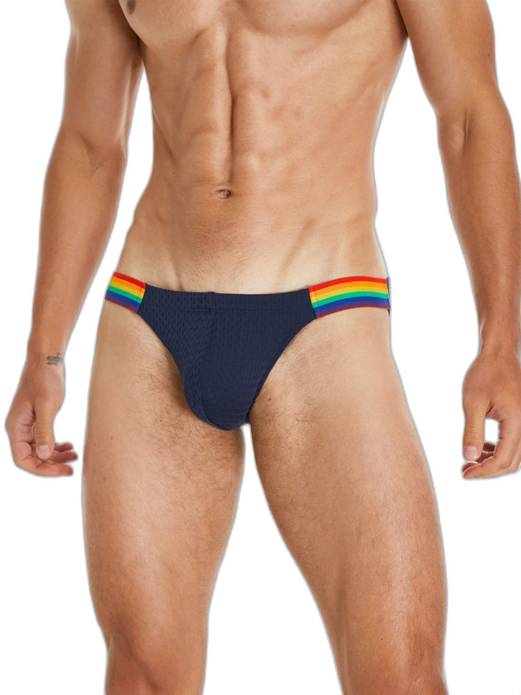 Men's Sexy Rainbow Pride Mesh Bikini