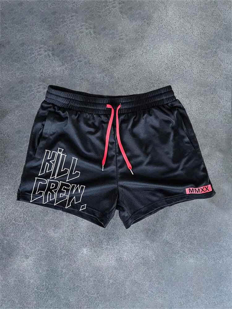 Men's Letter Mesh Quick-Dry Training Shorts