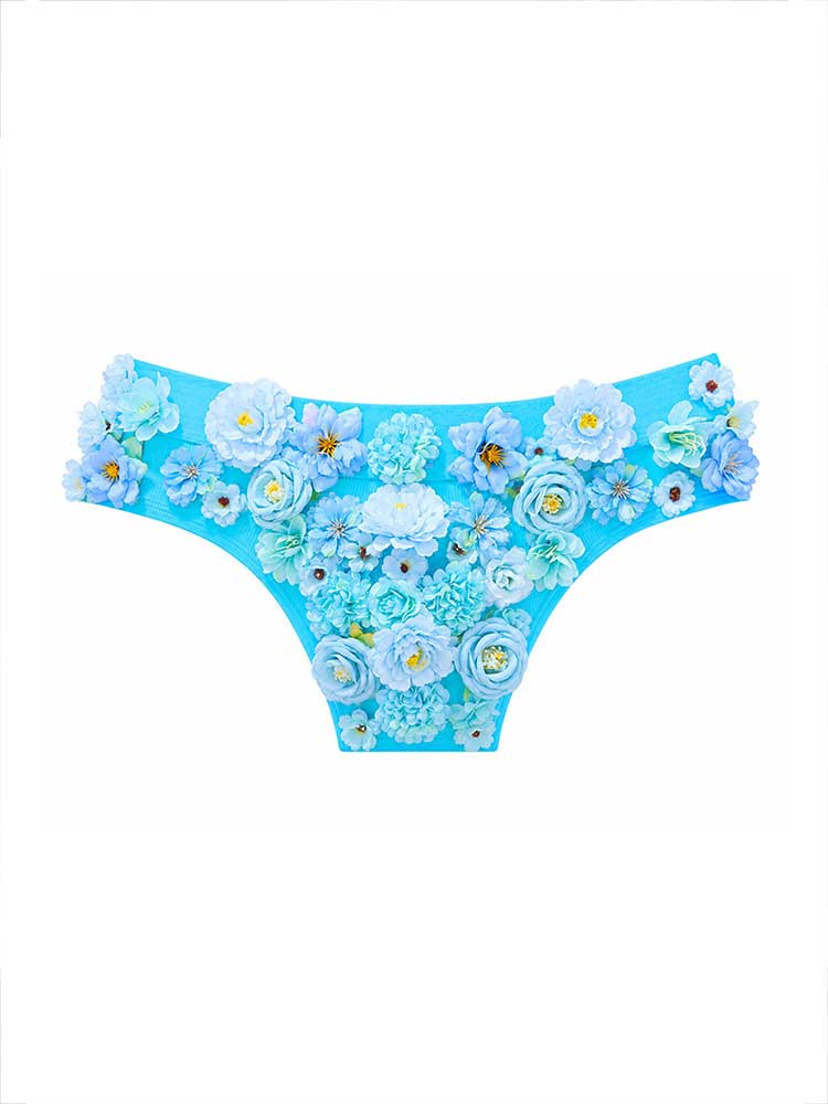 Men's Blue Floral Decorations High-Stretch Briefs