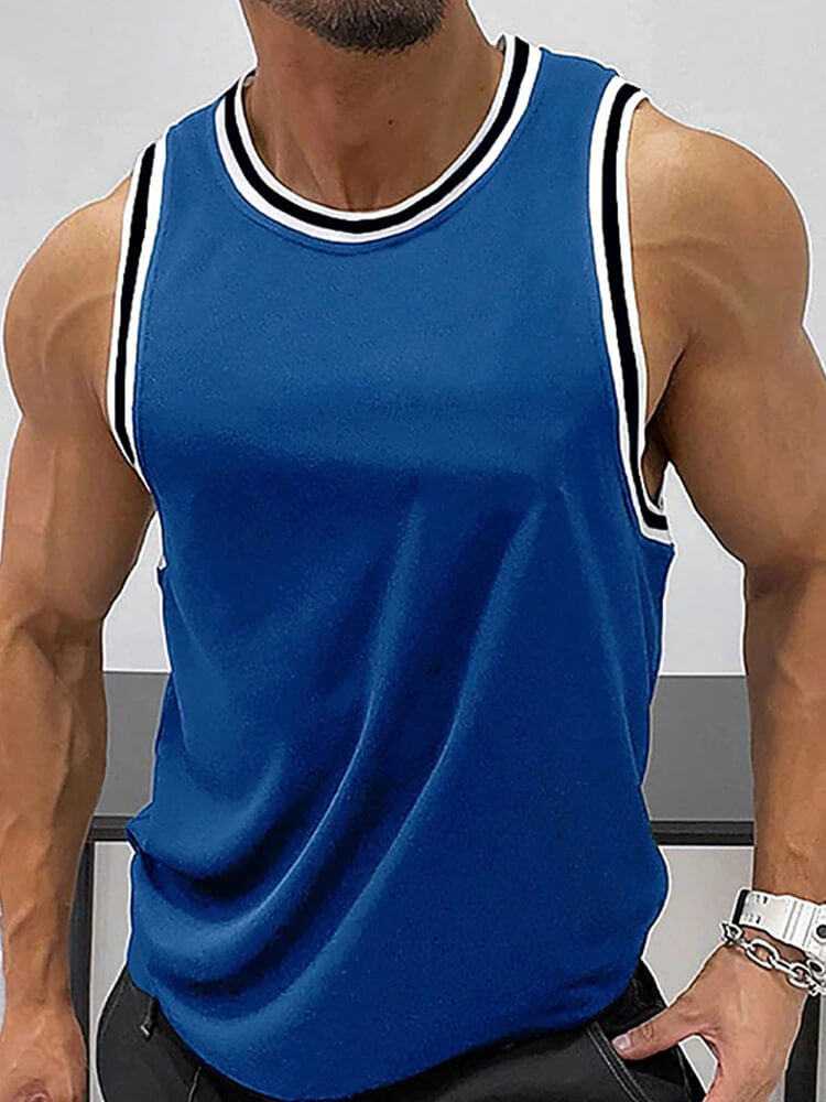 Men's Solid Color Crew Neck Sports Fitness Vest