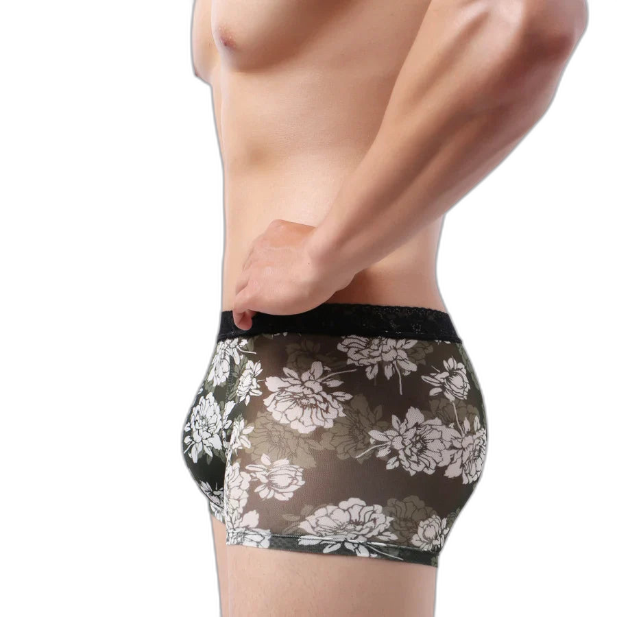 Tight Floral Print Boxer Briefs