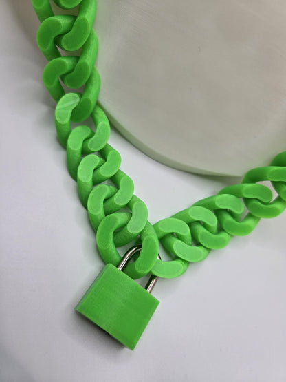 3D Printed Cuban Chain Leash with Matching Padlock