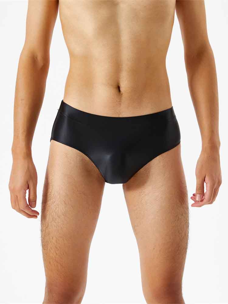 Men's Solid Color Glossy Elastic Briefs