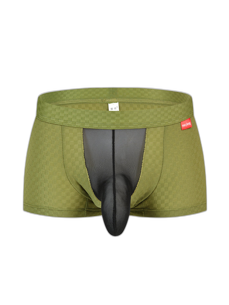 Men's Low-Rise Mesh Trunks – Breathable Nylon with 3D Pouch Support