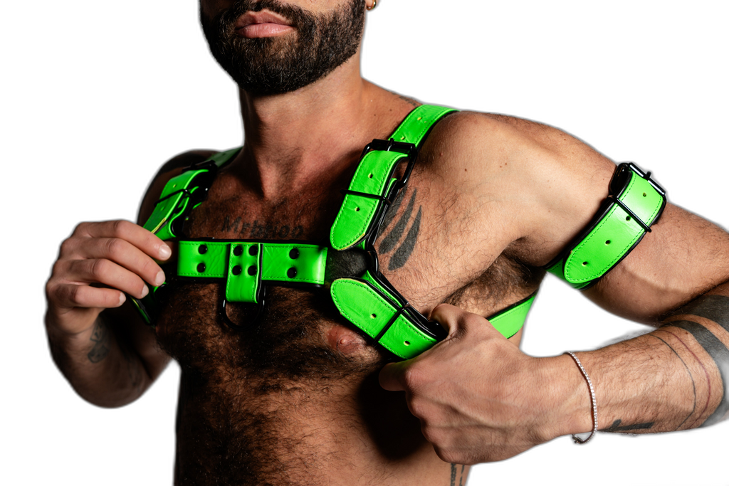 ruff GEAR Bold Leather Bicep Strap Neon Green