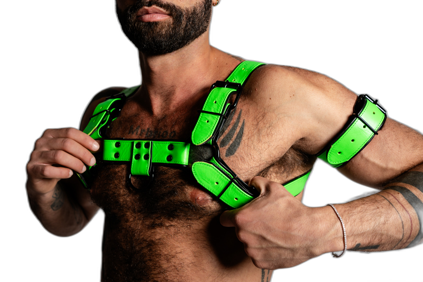 ruff GEAR Bold Leather Bicep Strap Neon Green