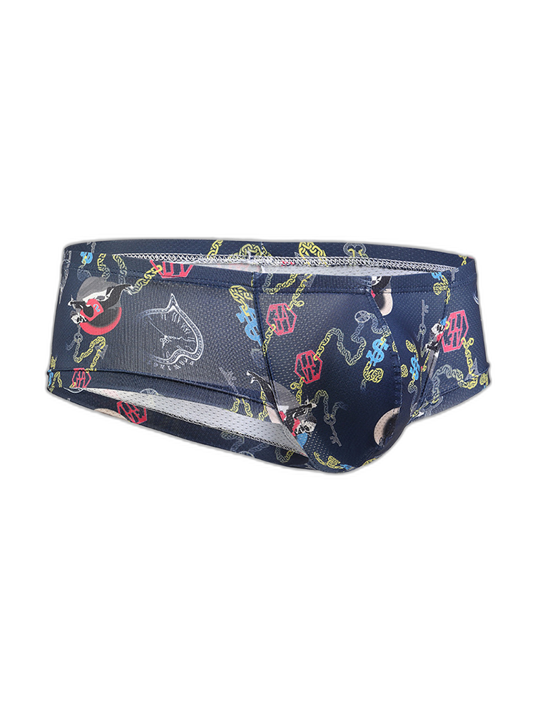 Men's Sexy Botanical Printed Mesh Underwear