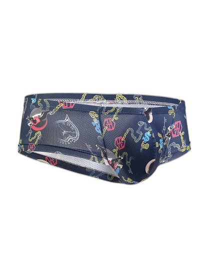 Men's Sexy Botanical Printed Mesh Underwear