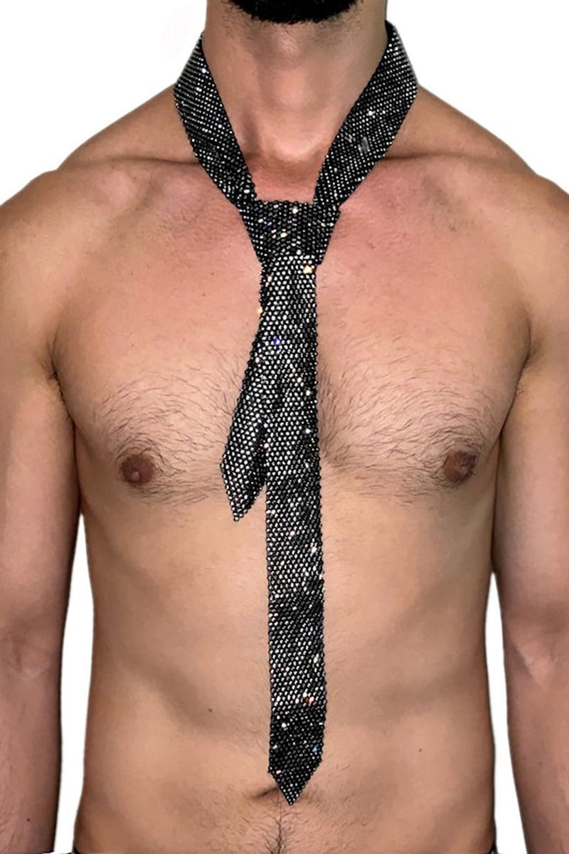 Sparkling Rhinestone Choker Adjustable Neck Tie