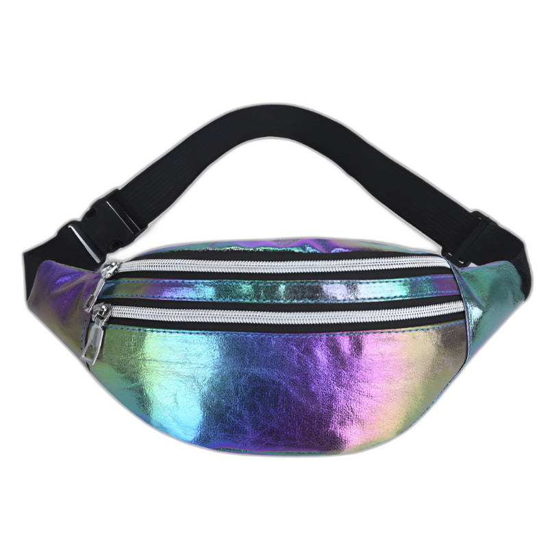 Double Pocket Holographic Waist Bag