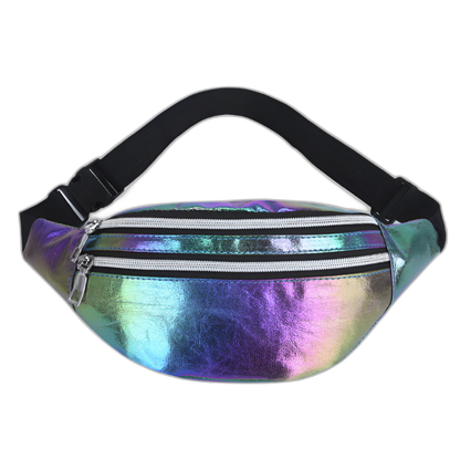 Double Pocket Holographic Waist Bag