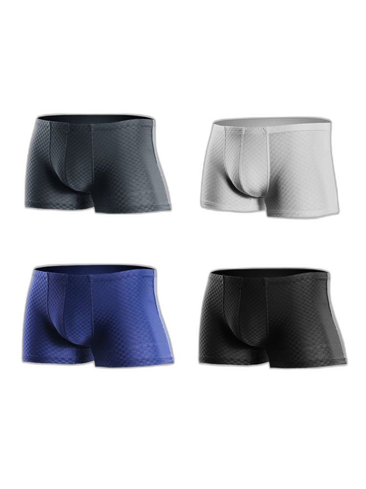 2 Pack Breathable Grid Ice Silk Men's Underwear