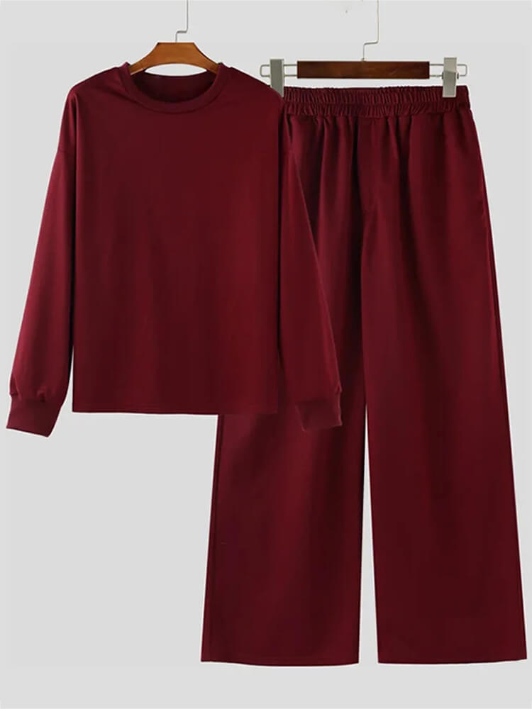 Men's Solid Color Loose Casual Sports 2-Piece Set