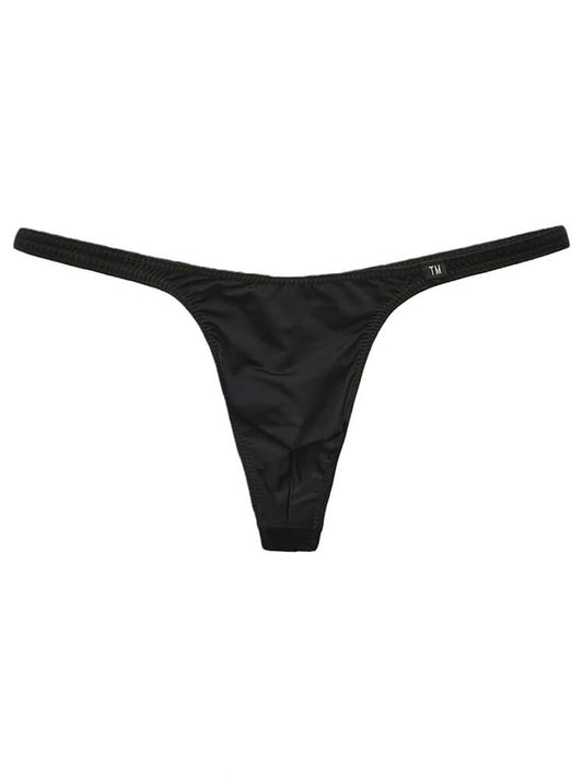 Men's Solid Color Large Pouch Ice-Silk Thong