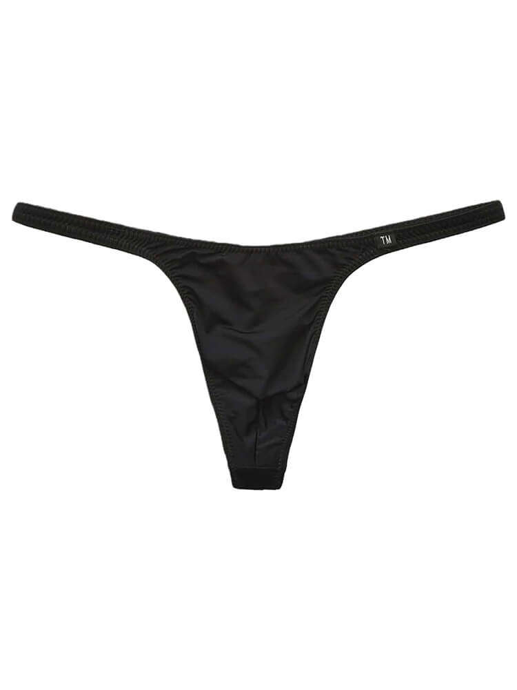 Men's Solid Color Large Pouch Ice-Silk Thong