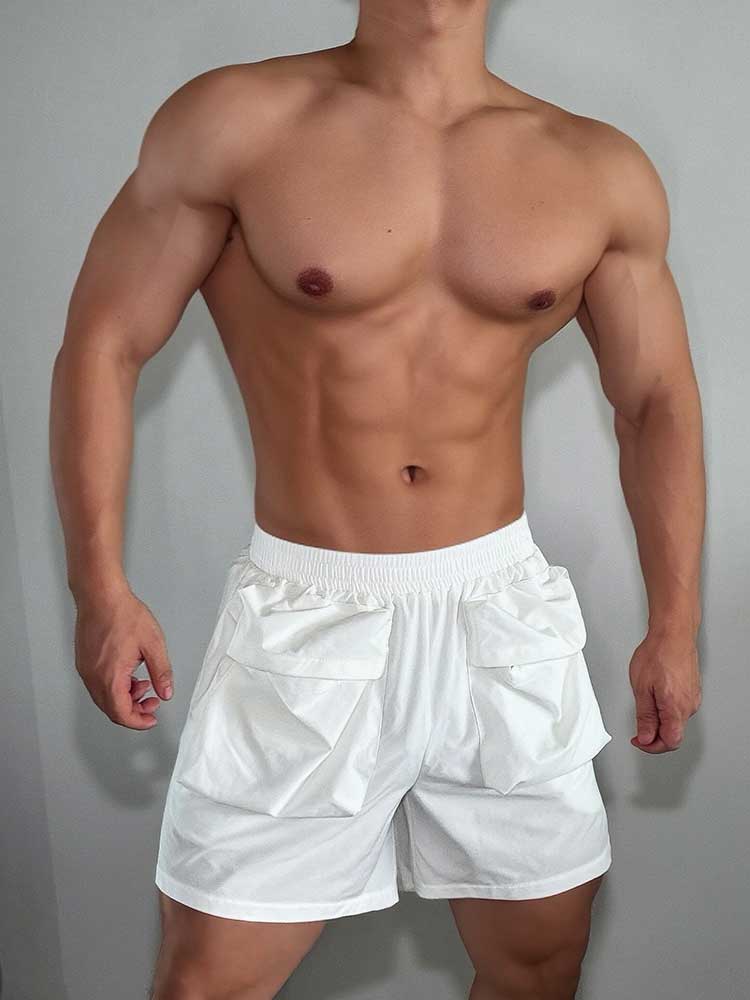 Men's Large Pocket Solid Color Sports Beach Shorts