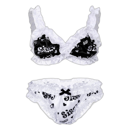 Genderfluid Ruffled Satin Lace Bralette Set