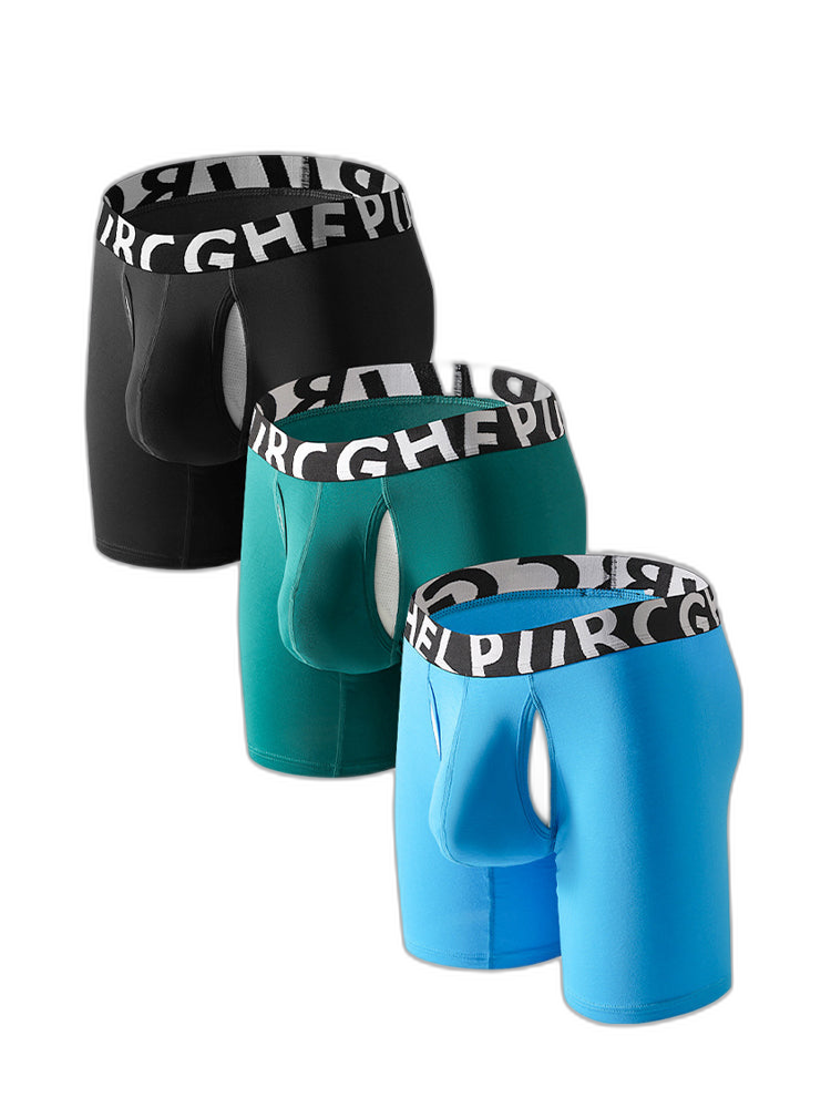 2 Pack Men's Long-Leg Anti-Chafing Performance Boxer Briefs