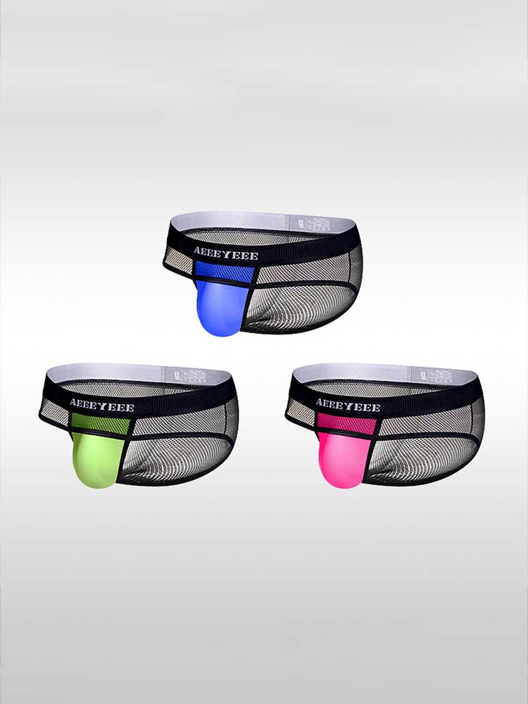 Men's Sexy Sheer Mesh Low-Rise U-Bulge Pouch Briefs