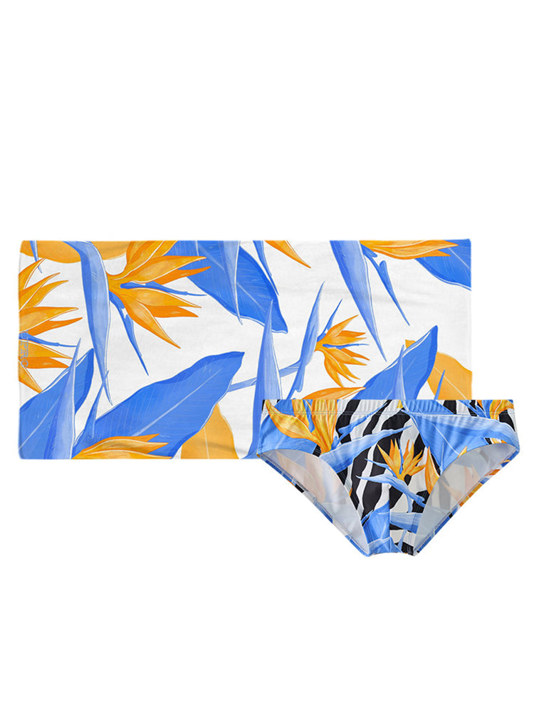 Men's Bird of Paradise Print Casual Swim Briefs
