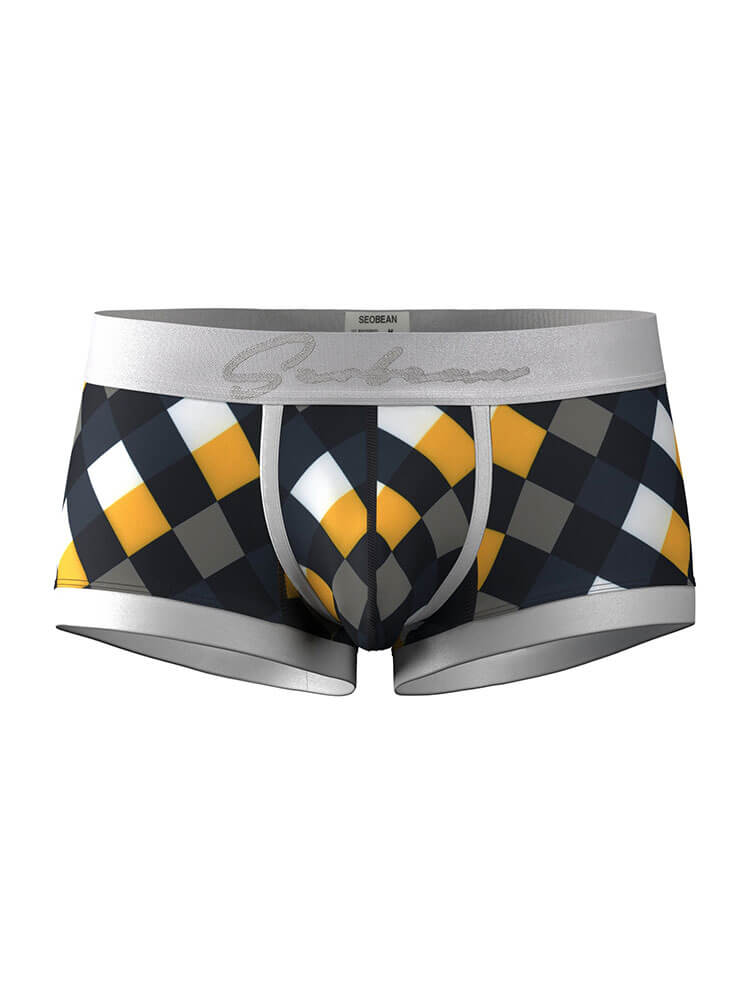 Men's Diamond-Pattern U-Convex Pouch Trunks