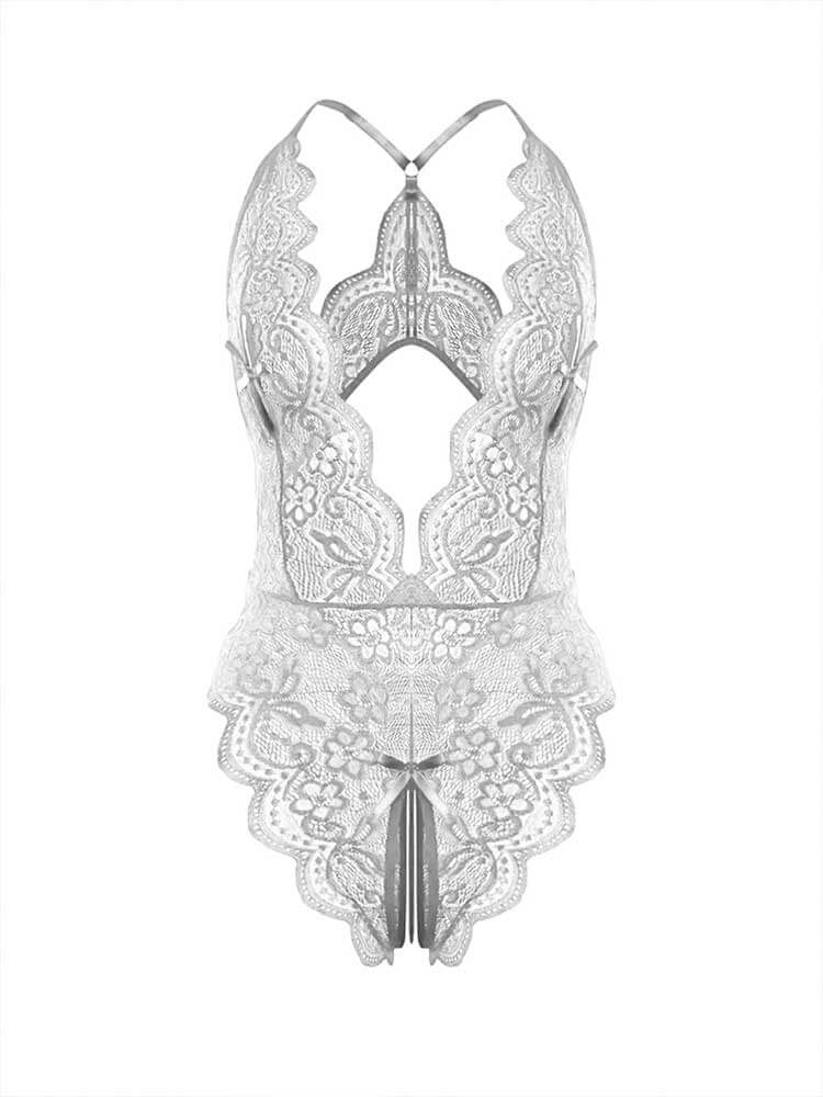 Men's Sexy See-Through Lace Open-Crotch Bodysuit