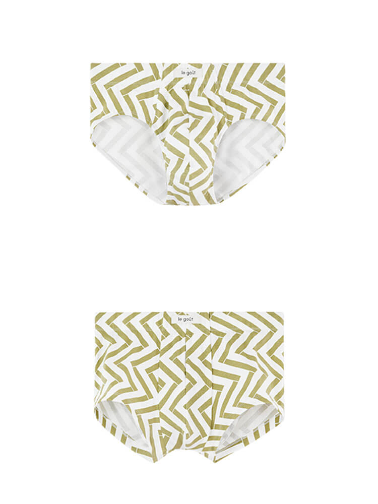 Men's Striped Print Breathable Cotton Vacation Briefs