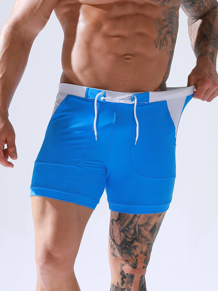 Men's Lace-Up Beach Pocket Swim Boxer Briefs