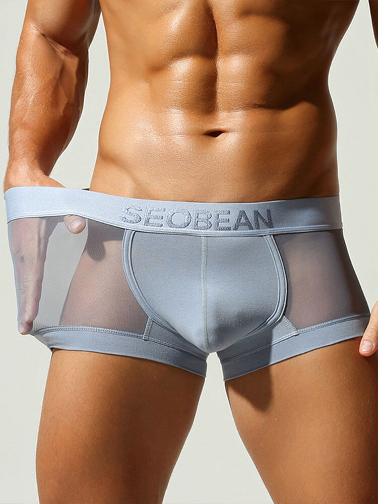 Men's Sexy Side-Panel Transparent Elastic Boxer Briefs