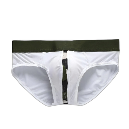 Camo-Stripe Silk Briefs
