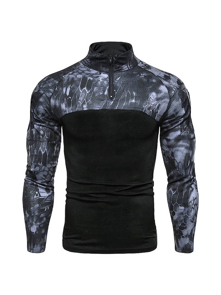 Men's Camouflage Colorblocked Long-Sleeve Top