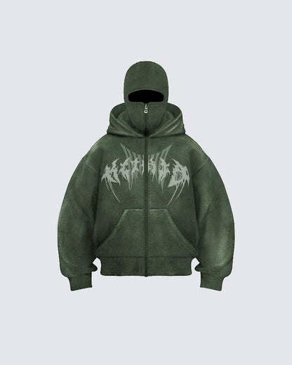 KIIKIO Stonewashed Balaclava Integrated Hoodie