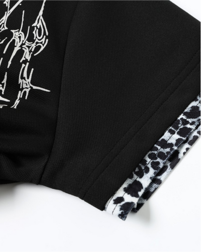 Graphic Print Leopard Collar Polo