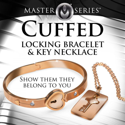 Rose Gold Cuffed Locking Bracelet and Key Necklace