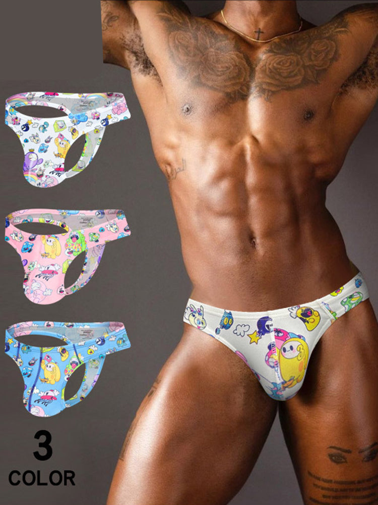 2 Pack Men's Low-Rise Sexy Print Thong