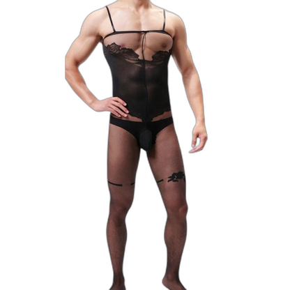 Mesh Charm Suspender One Piece Stockings
