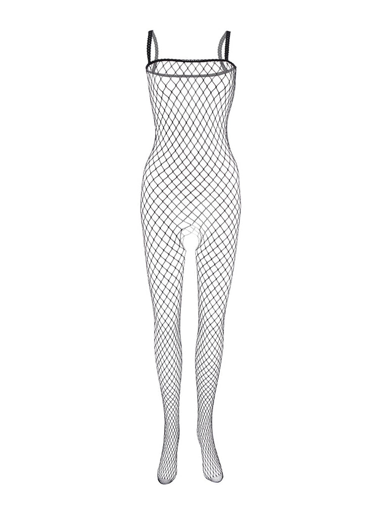 Men's Open Crotch Mesh Bodysuit - Pink