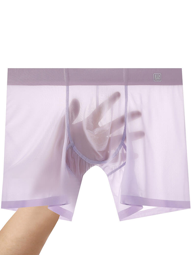 Men's Sexy Sheer Anti-Chafe Thin Ice Silk Boxer Briefs