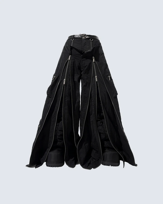 Futuristic Zipper Cargo Pants