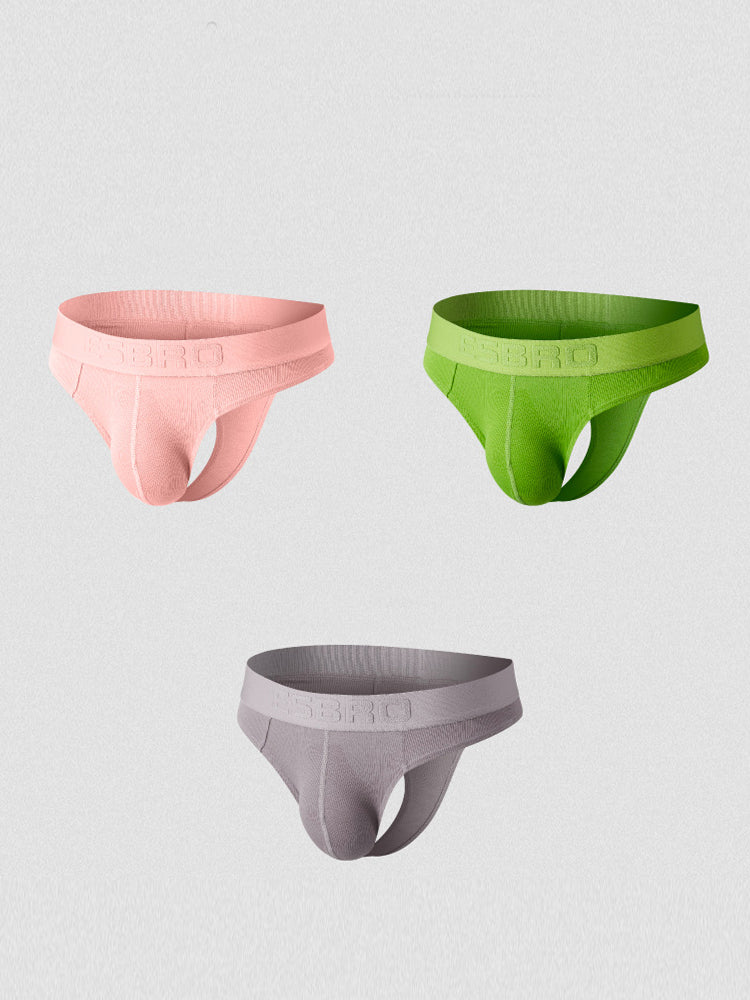 2 Pack Men's Ribbed Butt-Lifting U-Pouch Sexy Thong