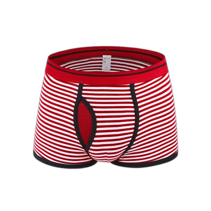 Men's Striped Cotton Sports Boxer Briefs