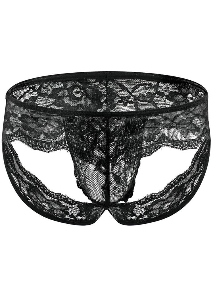 Men's Sexy Lace Exposed Buttocks Jockstrap