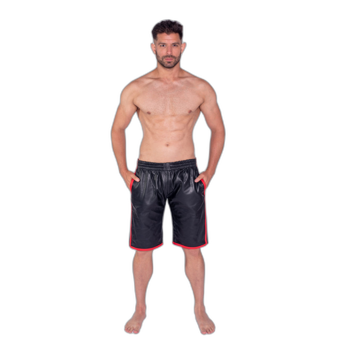 Prowler RED Leather Long Sports Shorts Black Red
