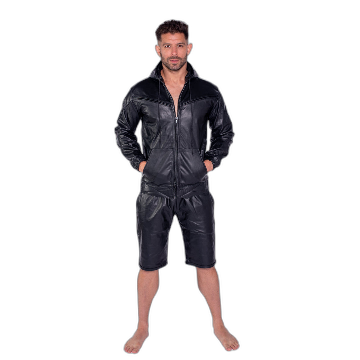 Prowler RED V Sports Leather Jacket Black