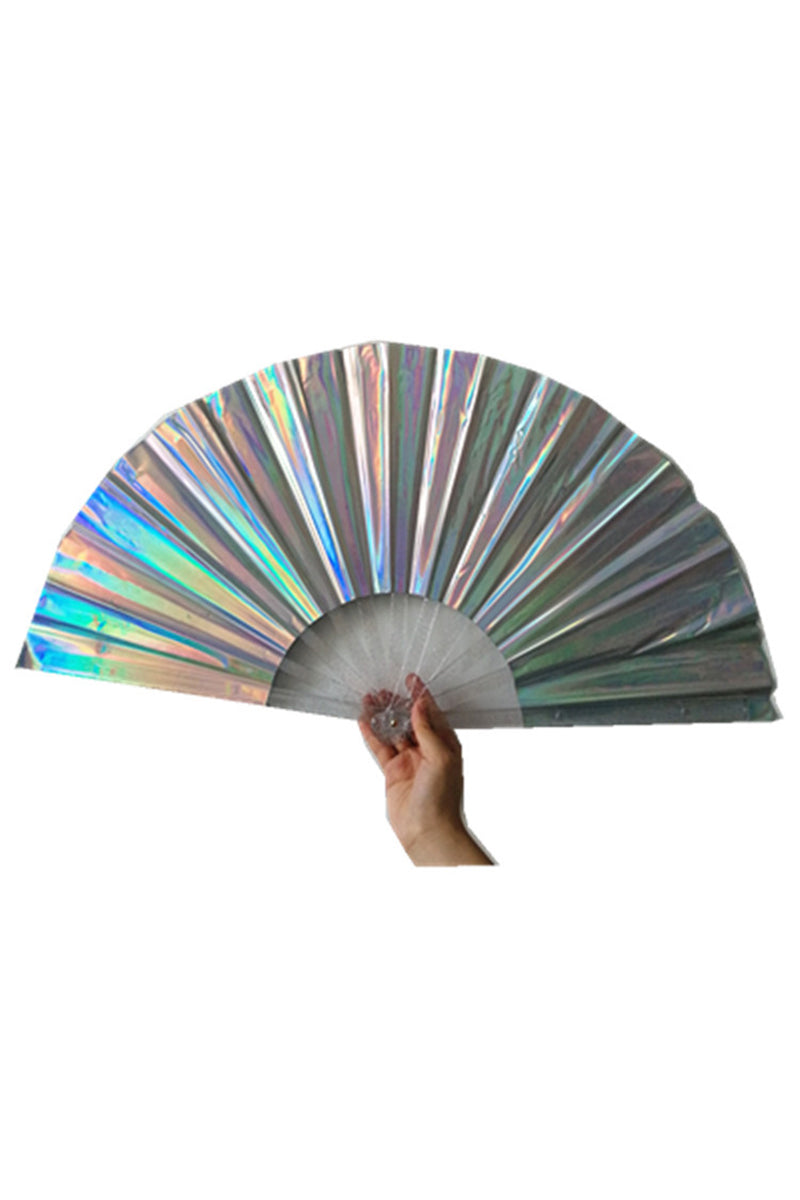 Disco PVC Iridescent Laser Transparent Plastic Folding Fan